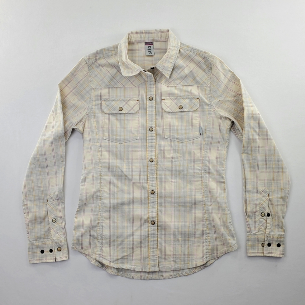 STIO Esther Plaid Flannel Shirt Womens sz Medium Pearl snap button